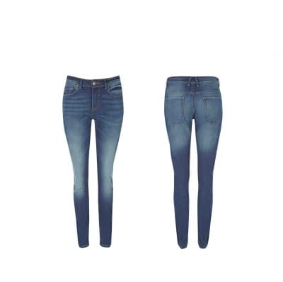 Women Skinny jeans mid blue- Dark Blue